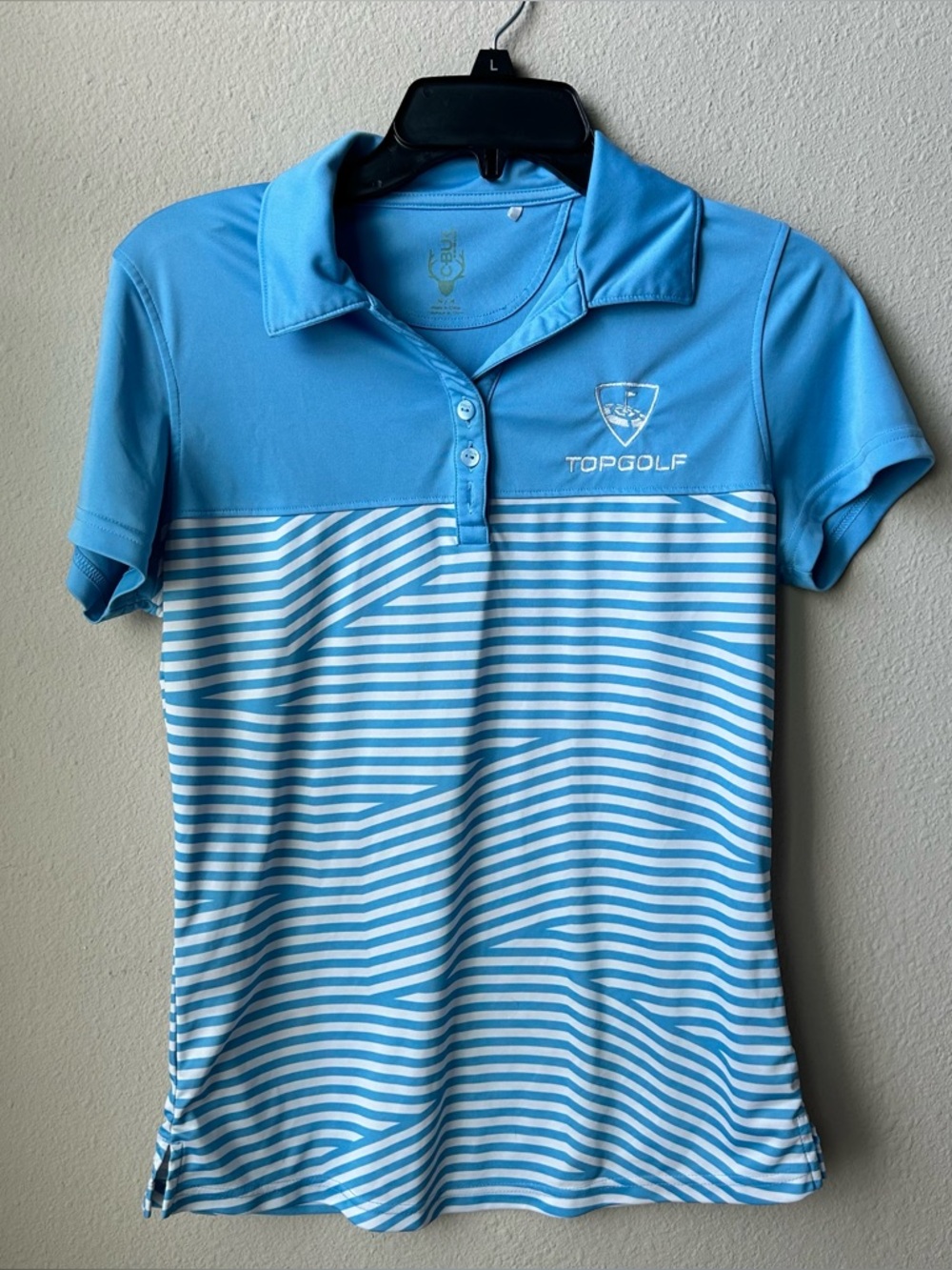 Topgolf Light Blue Striped Polo